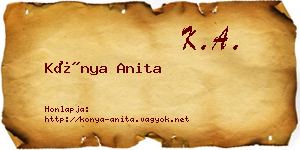 Kónya Anita névjegykártya